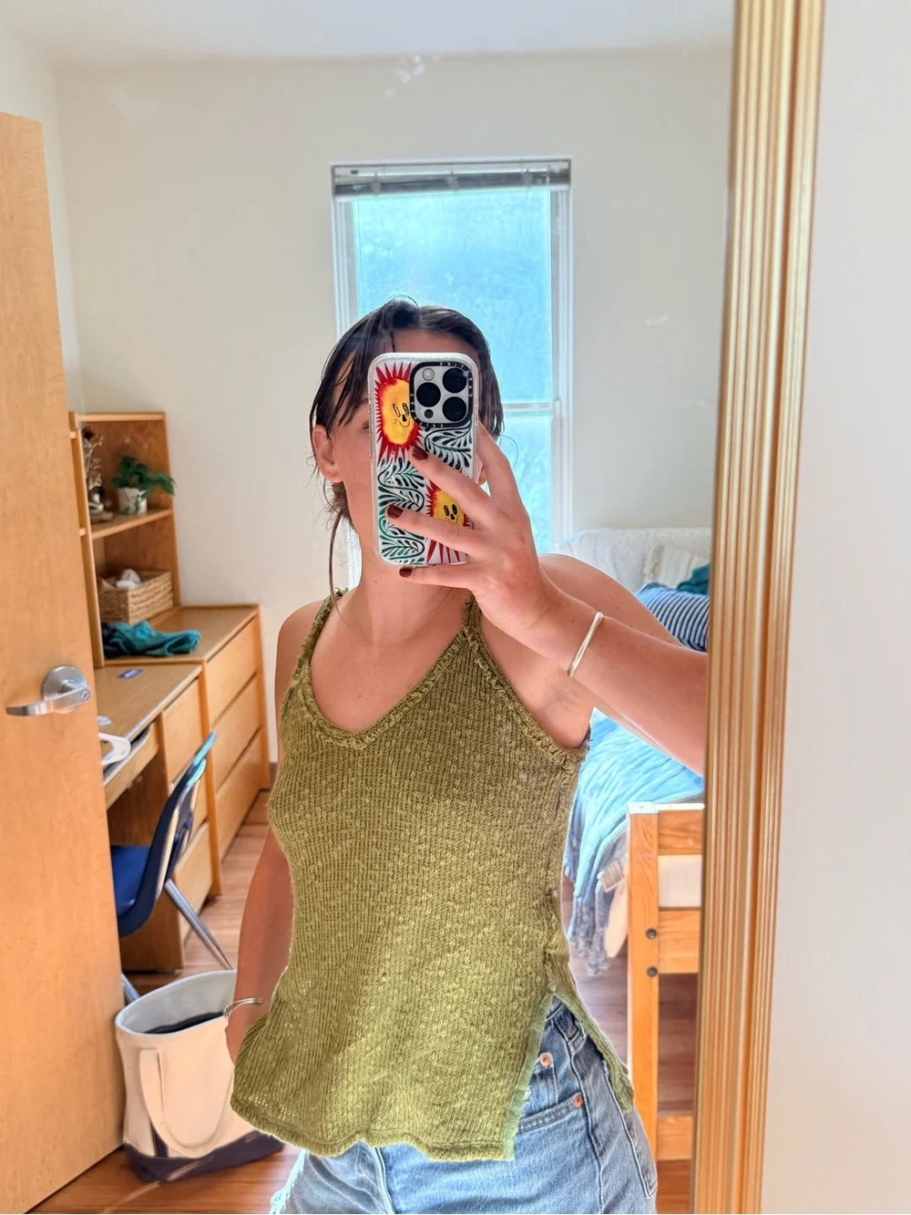 Free People Olive Knit Tank Top - ONE OF A KIND